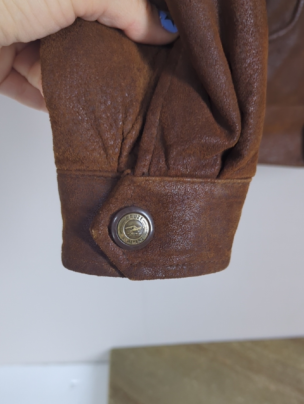 Vintage Brown Leather Bomber Jacket Aviator Pilot Style Distressed Patch Detail - Picture 5 of 10